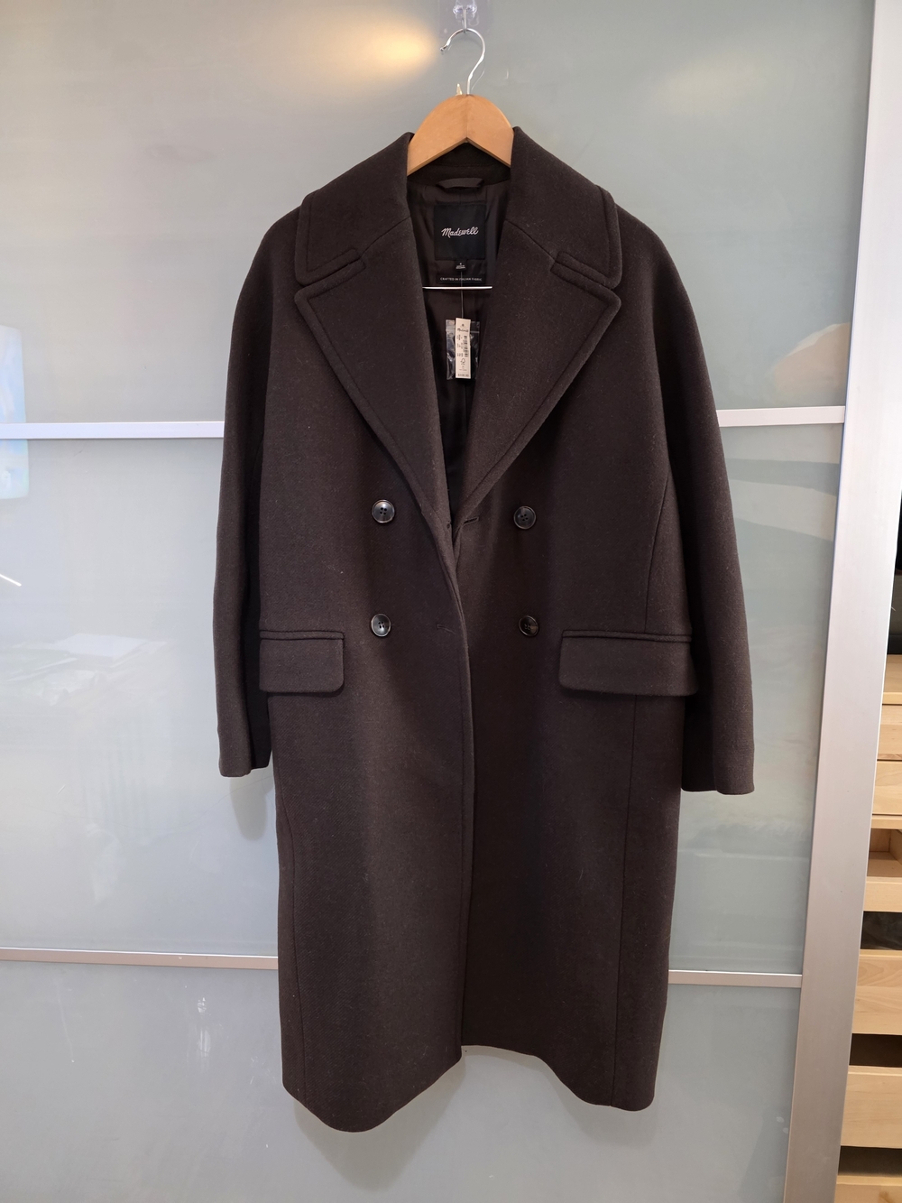 Madewell Brown Double-Breasted Wool Coat